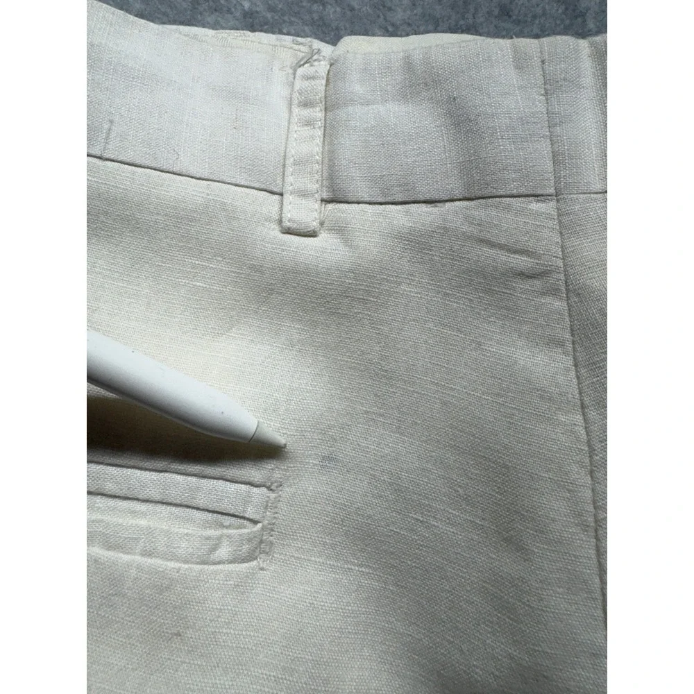 Metafuori New York Mens 36 Cream Linen Cotton Pleated Cuffed Trousers Pants